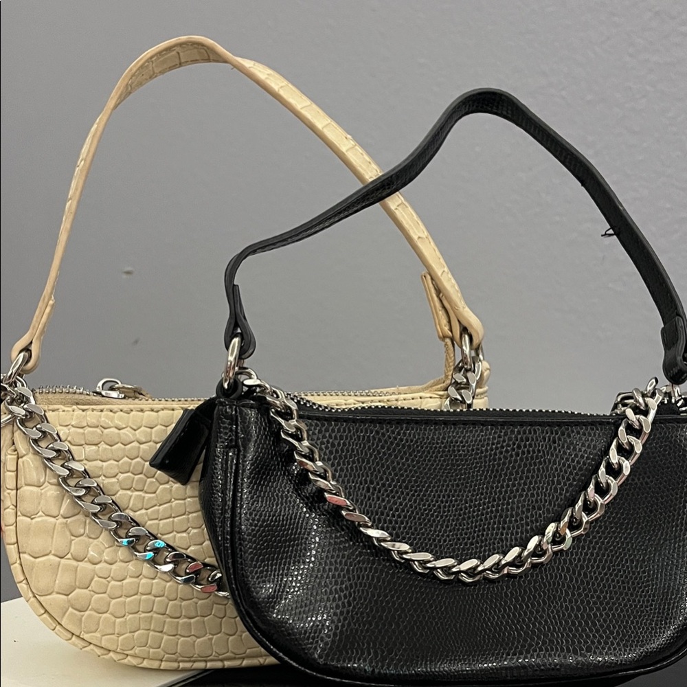 Stylish Black and Cream Shoulder Bag Set